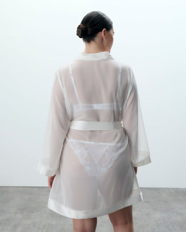 Chiffon-Kimono Elfenbeinfarbener