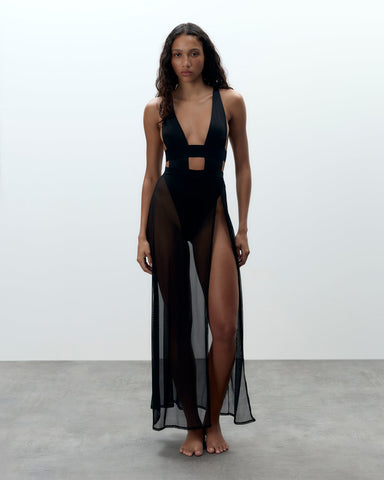 Topaz Langes Negligé Schwarz