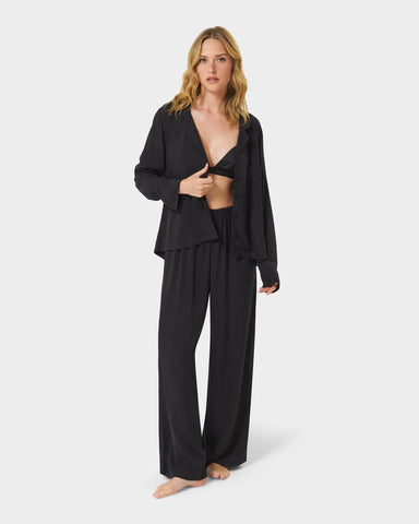 Tarcon Eco Viskose Long Pyjama Set Schwarz