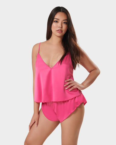 Faye Set aus Camisole und Shorts Fuchsia-Rosa