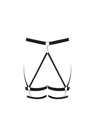 Simone Oberschenkel-Harness Schwarz/Gold