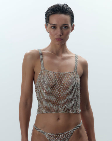 Elsa Diamant-Gitter-Camisole Silber/Durchsichtig