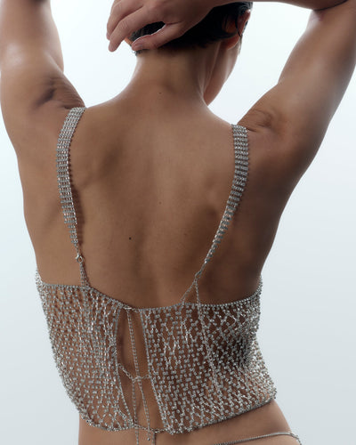Elsa Diamant-Gitter-Camisole Silber/Durchsichtig