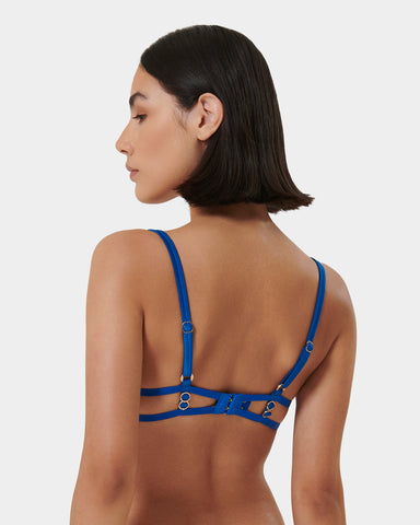 Etta Bügel-BH aus Satin Ägyptisch Blau/Durchsichtig
