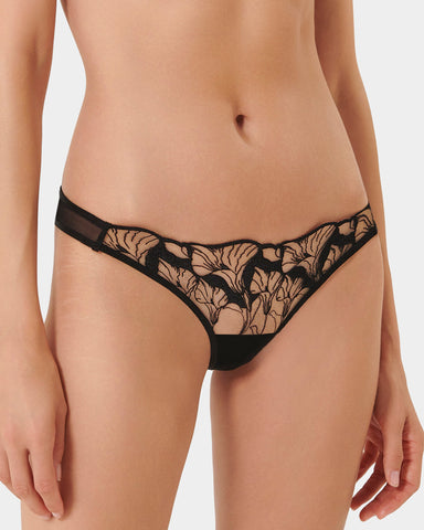 Kalmia String aus Satin Schwarz/Durchsichtig