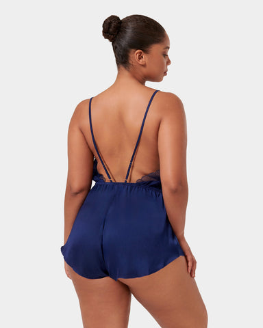 Vermont Luxus-Teddy aus Satin Marineblau