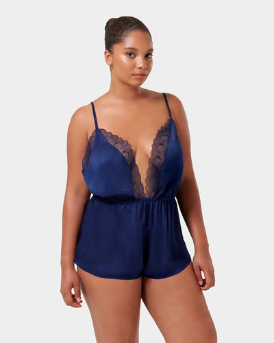 Vermont Luxus-Teddy aus Satin Marineblau