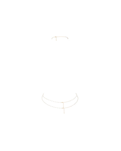 Perlen-Harness in Perle/Gold