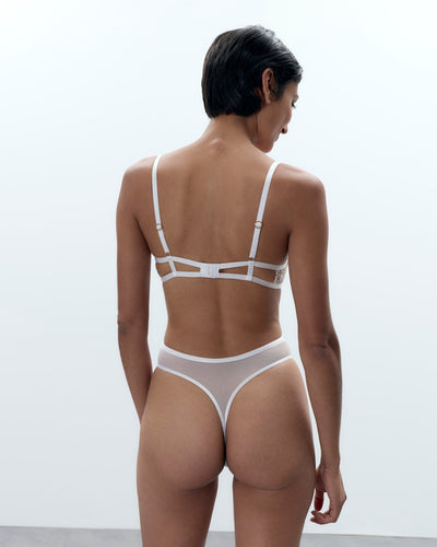 Marisa Bügel-Bodysuit in Weiß/Transparent