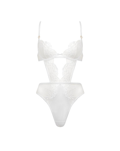 Marisa Bügel-Bodysuit in Weiß/Transparent