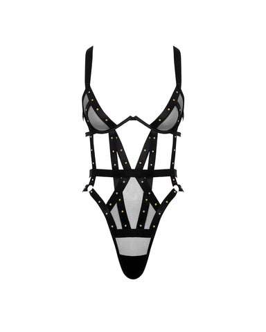 Sana Bügel-Bodysuit in Schwarz
