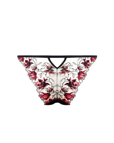 Calista transparenter Blumen-Slip in Schwarz/Kirschrot