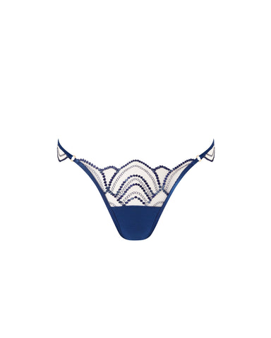 Soraya bestickter transparenter Slip in Blau