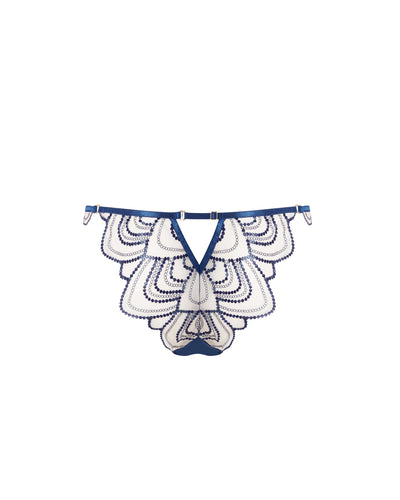 Soraya bestickter transparenter Slip in Blau