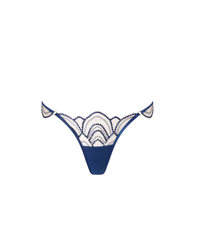 Soraya bestickter transparenter String in Blau
