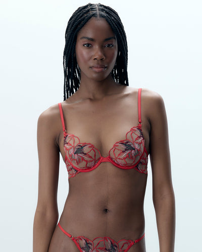 Asha transparenter Blumen-BH Rot