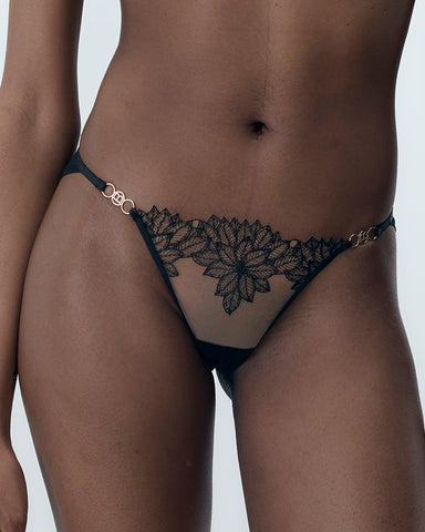 Inaya transparenter Blumen-Slip in Schwarz
