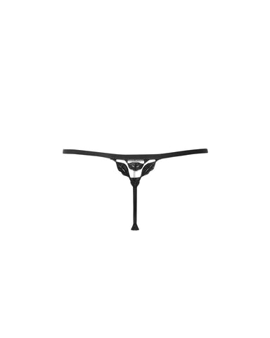 Marian String mit Stickerei Schwarz