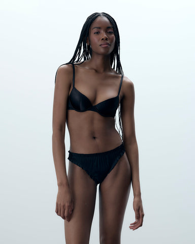 Verona Satin-Geschenk-String in Schwarz