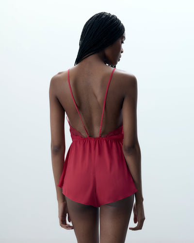 Vermont transparenter Satin-Teddy in Rosa