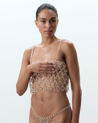 Crystal Cami Crop Top Kristallklar