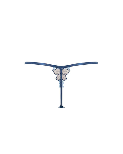 Calantha String mit floraler Spitze Blau
