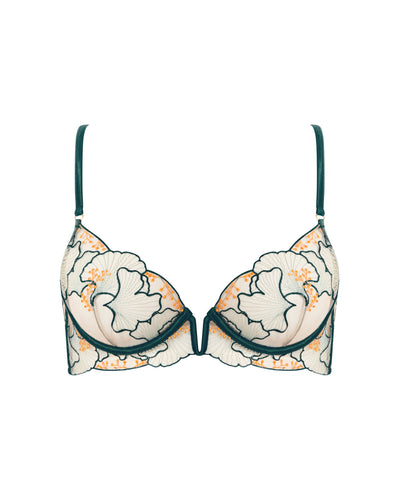 Gianna Transparenter Longline-BH Grün/Orange