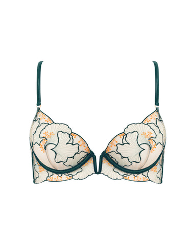 Gianna Transparenter Longline-BH Grün/Orange