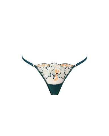 Gianna Transparenter String-Tanga Grün/Orange