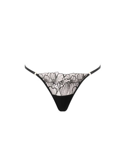 Amarosa String mit Blumenstickerei Schwarz