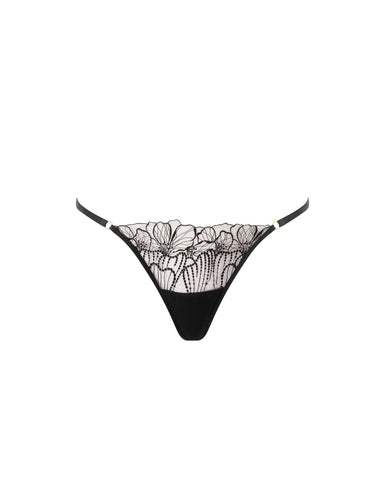 Amarosa String mit Blumenstickerei Schwarz