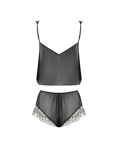 Amarosa transparentes Cami- und Shorts-Set Schwarz