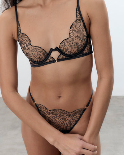 Leliana transparenter Longline-BH Schwarz