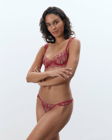 Amarosa offener bestickter Slip Rosa