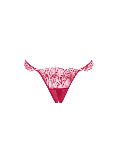 Amarosa offener bestickter Slip Rosa