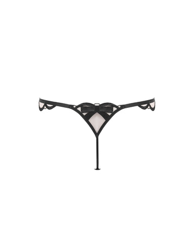 Belle Transparenter Schleifen-String, Schwarz