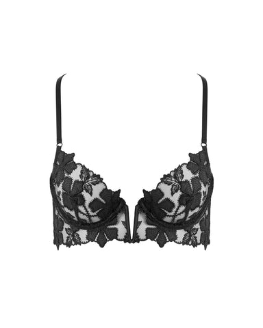 Alara Floral Longline-BH Schwarz