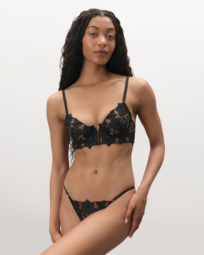 Alara Floral Open Slip Schwarz