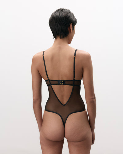 Alara Floral transparenter Body Schwarz