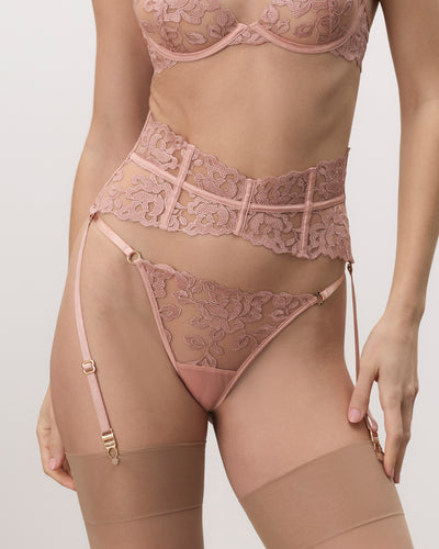 Rosina abnehmbarer Waspie-Strumpfhalter Altrosa