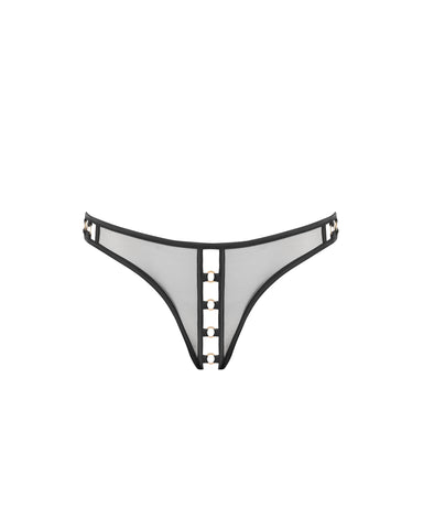 Valeria Transparenter Ouvert-Slip, Schwarz