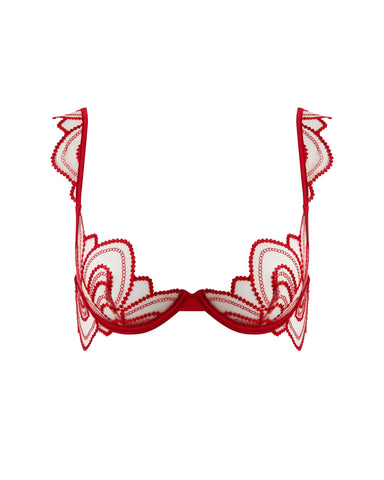 Soraya Transparenter, bestickter BH, Savvy Red