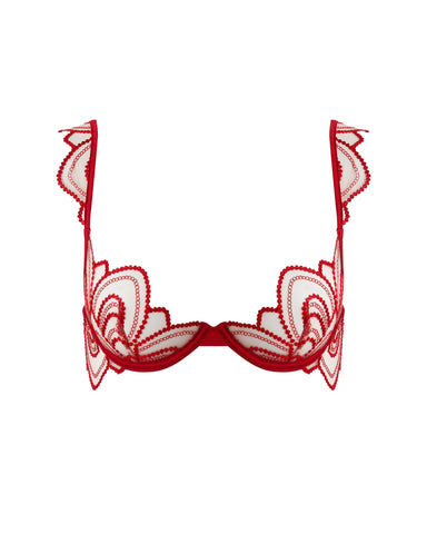 Soraya Transparenter, bestickter BH, Savvy Red